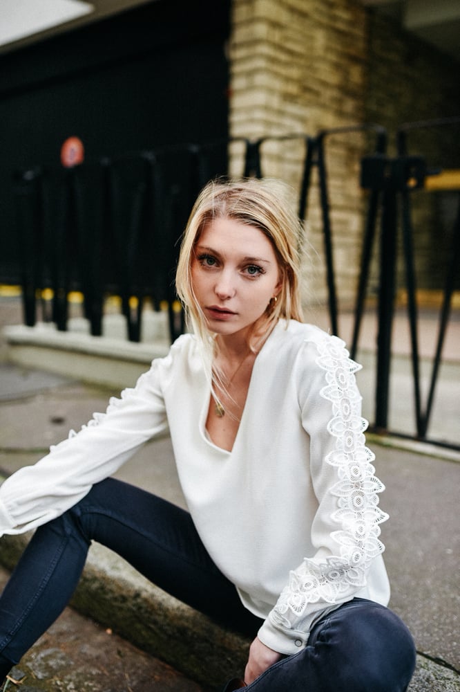 BLOUSE NOLLA GUIPURE - BLANC CASSÉ