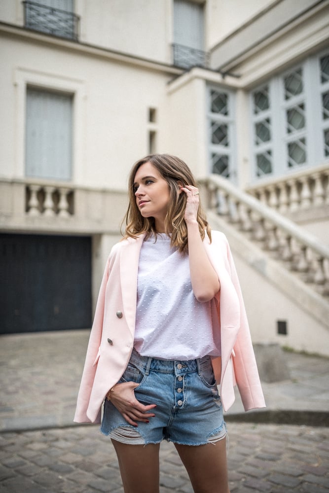 VESTE BLAZER DARIA - ROSE POUDRÉ