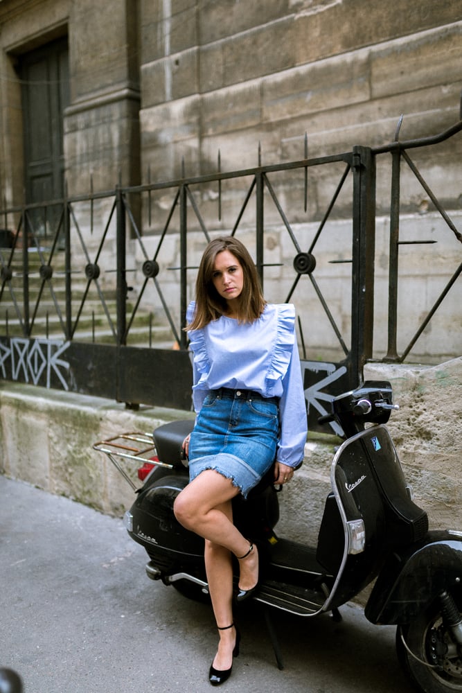 BLOUSE CARA - BLANC/BLEU