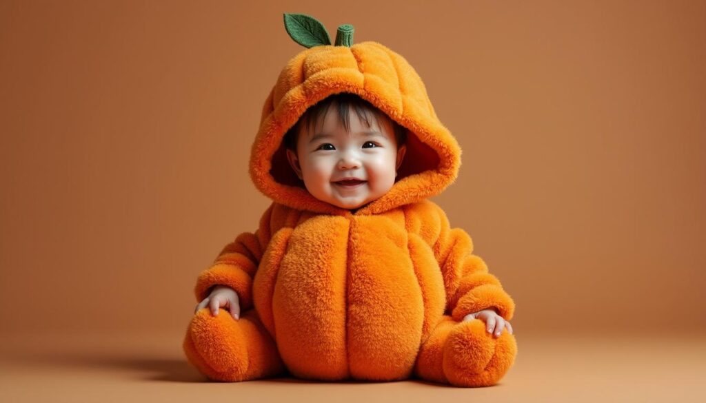 découvrez notre déguisement citrouille pour bébé, un costume halloween original et tout en douceur, parfait pour célébrer la fête dans le confort et la bonne humeur.