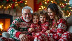 découvrez notre collection familiale de pyjamas de noël 2026, alliant chaleur et confort pour des fêtes douillettes en famille.