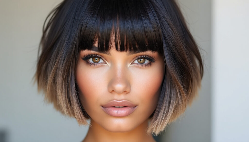 découvrez la coupe tendance 2026 avec le carré dégradé flou et frange, une coiffure stylée qui apporte volume et mouvement pour un look moderne et élégant.